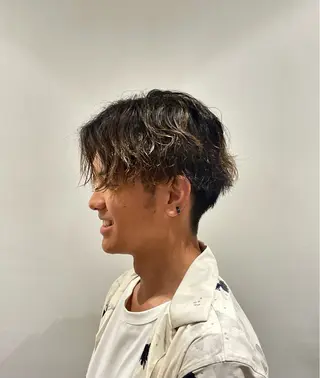 ミディアム パーマ メンズ 小村 侑生のヘアスタイル