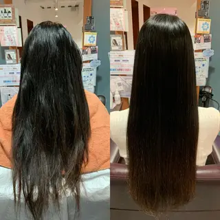 ロング パーマ 傷ませない縮毛矯正／ 吉岡 美江のヘアスタイル