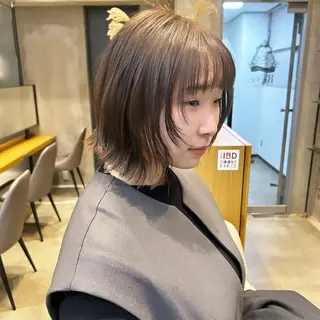 ミディアム ボブ・レイヤー 田中 励也のヘアスタイル