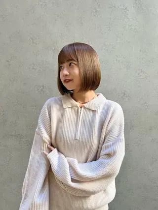 ミディアム 艶ボブ×髪質改善トリ ートメントRICOのヘアスタイル