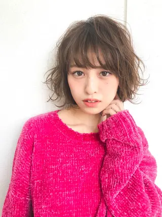 ショート カラー パーマ 大人かわいい💍🤍 ボブ/ショートボブのヘアスタイル