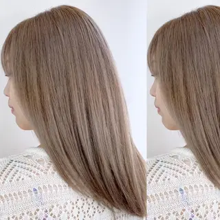 ミディアム カラー JuNブリーチに 縮毛矯正するプロのヘアスタイル