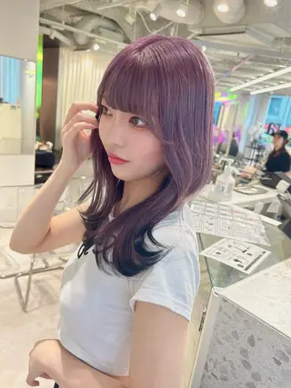セミロング カラー 韓国ハッシュカット/ 新宿/髪質改善/岡崎のヘアスタイル