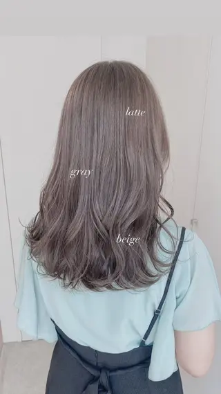 セミロング カラー 透明感カラー グレージュ/あいのヘアスタイル