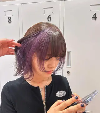 ミディアム 透明感カラー NAN AMI グレージュのヘアスタイル