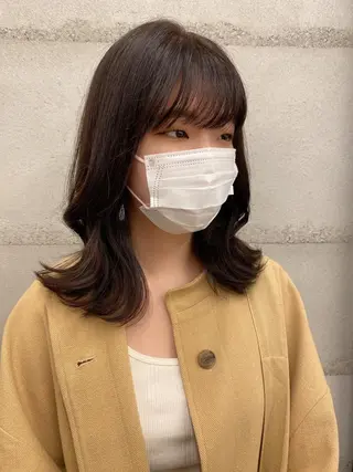 ミディアム カラー 透明感/オリーブ/ グレージュ/YUKAのヘアスタイル