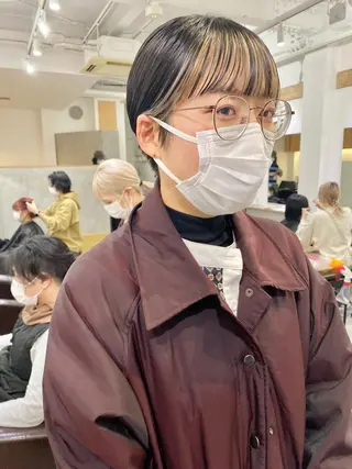 ショート カラー 森貴裕/ベージュ/ パーマ/オリーブのヘアスタイル