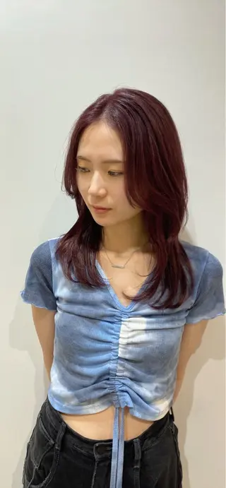 セミロング 似合わせ艶髪カラー ❤️ハダユミのヘアスタイル