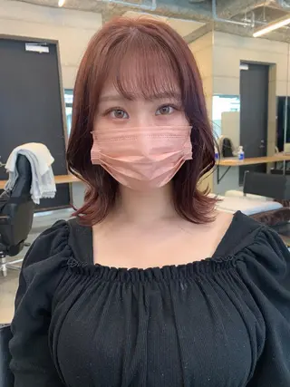 ミディアム カラー 透明感/オリーブ/ グレージュ/YUKAのヘアスタイル