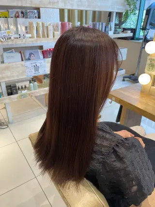 ロング カラー 暖色カラー/ブリーチ なしカラー/艶カラーのヘアスタイル