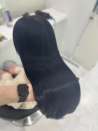 ロング カラー ブリーチなし透明感 ×縮毛矯正🤍ユウのヘアスタイル