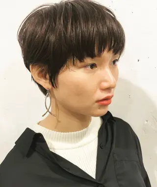 ショート カラー ブリーチなしで透け感 暖色カラーボブaoiのヘアスタイル