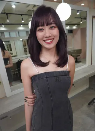 ミディアム カラー コテ巻き/パーマ/艶 透明感/荻原凜太郎のヘアスタイル