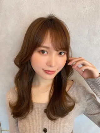 セミロング カラー 新宿/韓国風レイヤー 髪質改善/渋谷直樹のヘアスタイル