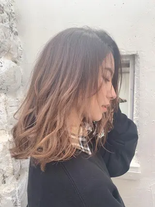 ミディアム カラー 縮毛/ショート/ ボブ/レイヤー/小原のヘアスタイル