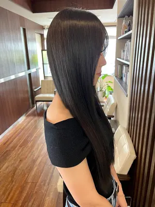 ロング カラー 髪質改善ｶﾗｰ ｹｱﾌﾞﾘｰﾁ/ﾀﾑのヘアスタイル