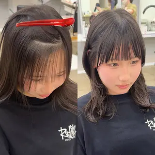 ミディアム パーマ クロスパーマ× 透明感カラー✂︎のヘアスタイル