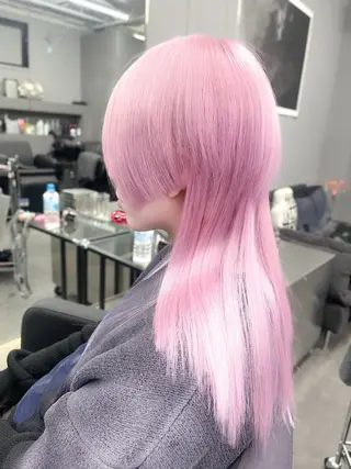 ミディアム 紺エクステ デザインカラーのヘアスタイル