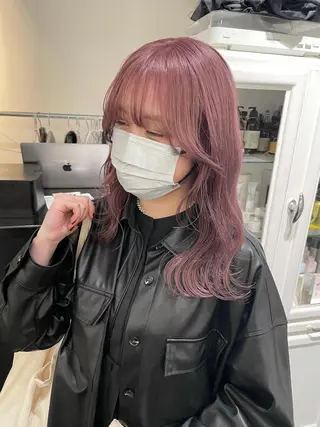 セミロング カラー ヘアアレンジ 艶ハイトーン/ヘア アレンジAYAKAのヘアスタイル