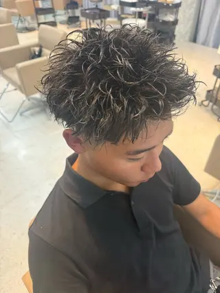 ショート カラー パーマ ヘアアレンジ メンズ キッズ 【メンズパーマ特化】 壱岐祥一朗のヘアスタイル