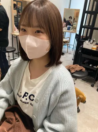 ミディアム ✨色持ちの良い艶 カラー✨蟹江真世のヘアスタイル