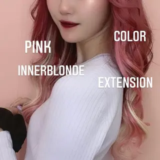 ロング カラー エクステ🩵ブリーチ 韓国ヘア🩵KAEのヘアスタイル