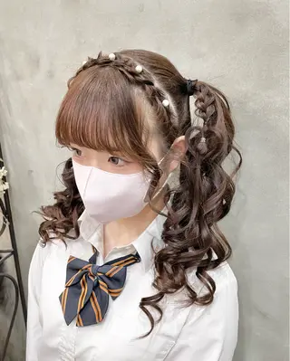 ロング ヘアアレンジ 【ピンク/韓国ヘア/ ヘアセット】亜海のヘアスタイル