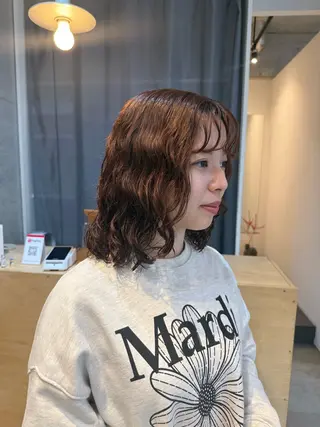 ミディアム デジタルパーマ ウェーブパーマ/神野のヘアスタイル