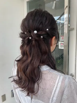 セミロング ヘアアレンジ メンズモテパーマ💙 fuwaのヘアスタイル