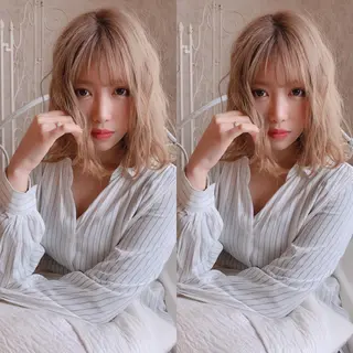 ミディアム カラー 店長/mao/ 前髪/顔周りカットのヘアスタイル