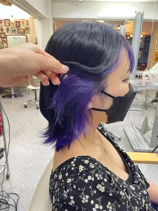 ミディアム カラー エクステ ハイトーン 💭黒崎ハルカのヘアスタイル