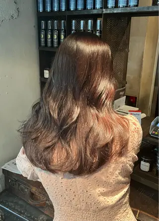 ロング カラー ヘアアレンジ レイヤー/グレージュ 🤍奥開梨恵のヘアスタイル