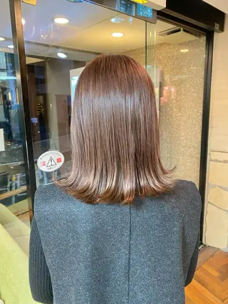 ミディアム カラー ボブ/縮毛矯正/ レイヤー/塚田のヘアスタイル
