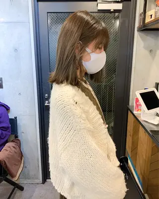 ショート カラー 柔らかブラウン/顔周 りレイヤー♡ユウシのヘアスタイル