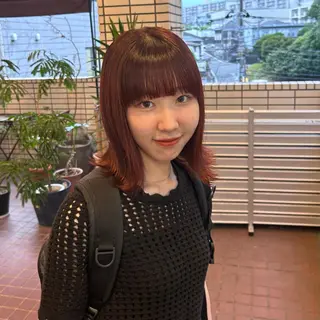 ミディアム 艶カラー/レイヤー /メンズ/マツエクのヘアスタイル