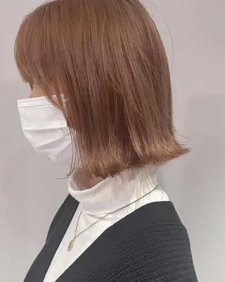 ミディアム 美髪矯正/艶カラー ボブ/栄/鐘ヶ江純也のヘアスタイル