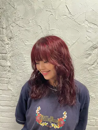 セミロング カラー パーマ girly/柔らか カラーMitsukiのヘアスタイル