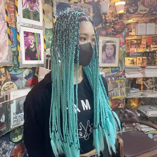 ロング カラー ヘアアレンジ haco+所属・🌈派手髪エクステ ブレイズ🌈ひろとのヘアスタイル