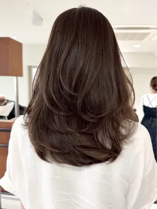 ロング カラー 🇰🇷韓国レイヤー ハイトーン/暖色のヘアスタイル