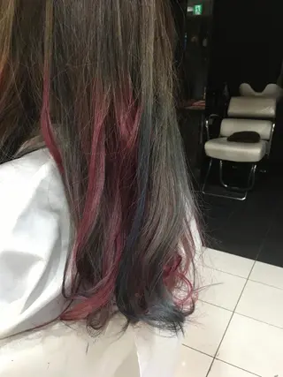 セミロング カラー 白髪ぼかしハイライト 柳川拓哉のヘアスタイル