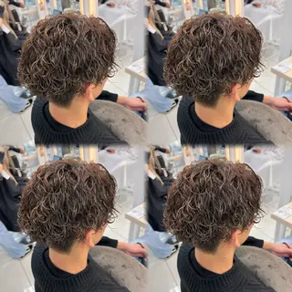ミディアム カラー パーマ メンズ 髪質改善/艶カラー/ メンズパーマ/鈴木のヘアスタイル