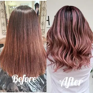 セミロング カラー cherie所属・バレイヤージュ/ ハイライト/大内格のヘアスタイル