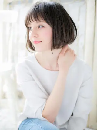 ミディアム 縮毛矯正×髪質改善 カラー×クロスパーマのヘアスタイル