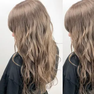 ロング カラー JuNブリーチに 縮毛矯正するプロのヘアスタイル