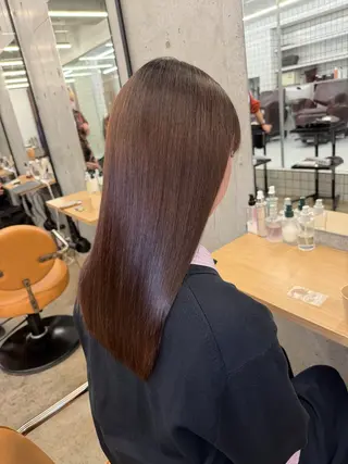 セミロング 髪質改善×縮毛矯正× 艶カラー　吉原和磨のヘアスタイル