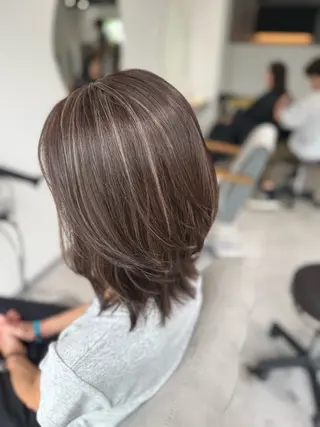 ミディアム カラー 白髪女性専門店竹内 涼乃のヘアスタイル