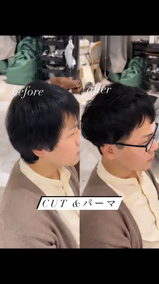 ショート パーマ メンズ BONIA by HEADLIGHT 大阪梅田店【ボニア バイ ヘッドライト】所属・綾/似合わせcut うめだの隠れ家サロンのヘアスタイル