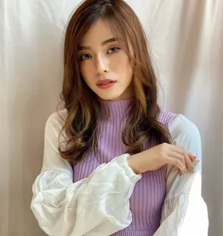 ロング 顔周りデザイン/ ママ美容師/濱ほのかのヘアスタイル