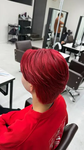 ミディアム カラー ヘアアレンジ メンズ ウルフ/毛流れ/ アイロン風/AOTOのヘアスタイル