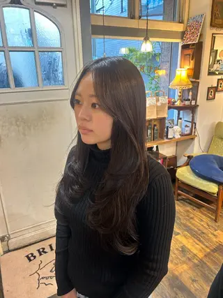 ロング カラー 清水千優/パーマ/透 明感カラー/メンズのヘアスタイル